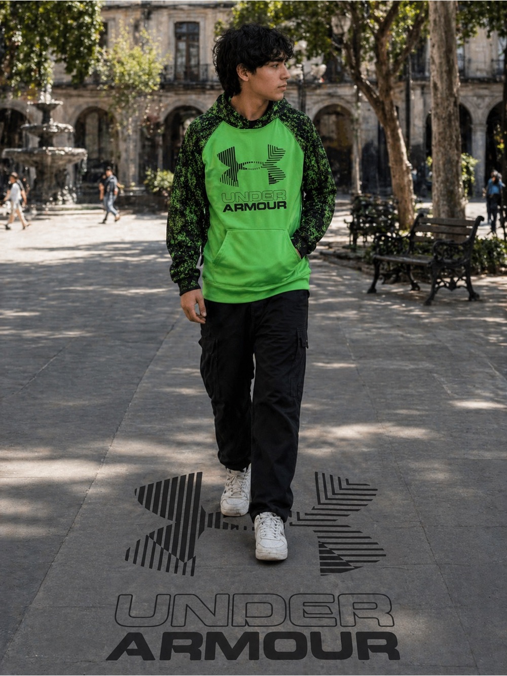 Under Armour Neon Green and Black Pullover Rain Jacket